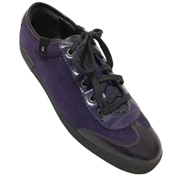 GUCCI Purple Suede Low Top Lace Up Sneakers Size 7 1/2 - Picture 1 of 14